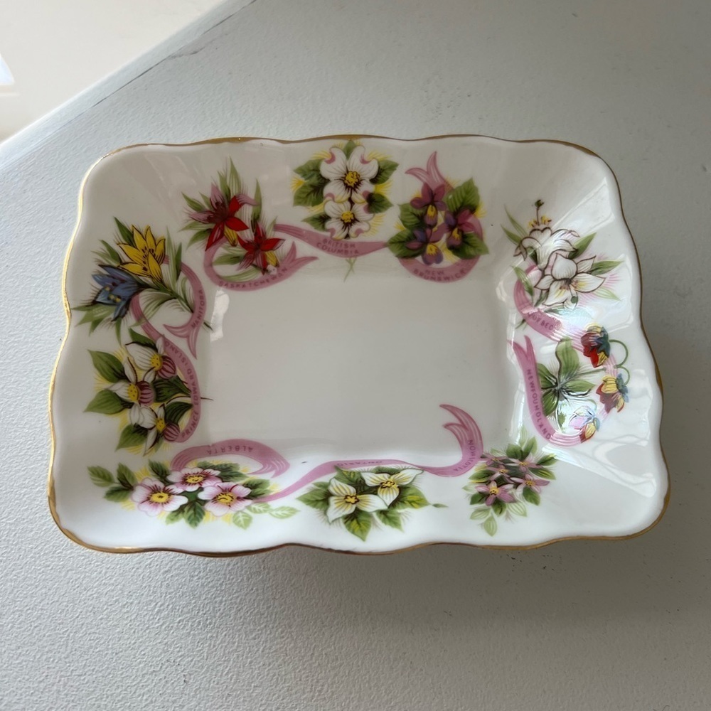 Royal Albert England Pink Ribbons | Floral Pattern | Canada | Trinket Dish.